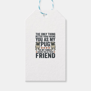 Étiquettes-cadeau T-shirt à gravure vintage ami famille Pug drôle De