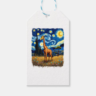 Étiquettes-cadeau T-shirt de la girafe mignonne Afrique - Nuit étoil