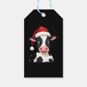 Étiquettes-cadeau T-Shirt de Noël à la vache colorée Pop Art (2)
