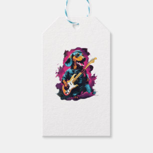 Étiquettes-cadeau T-shirt Guitare Guitare Punk Rock Dachshund Chien