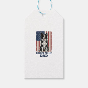 Étiquettes-cadeau T-shirt pour papa Border Collie patriotique vintag