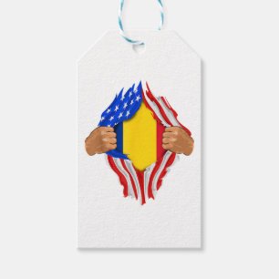 Étiquettes-cadeau T-Shirt Sang Roumain en Moi Drapeau Roumain