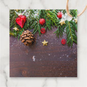 Étiquettes Cadeau Table de Noël rustique avec pin et neige (Dos)