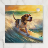 Étiquettes Cadeau Tableau de surf de plage beagle (Dos)
