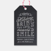 Étiquettes-cadeau Tableau noir Lettres Red Stripes Holiday (Devant)