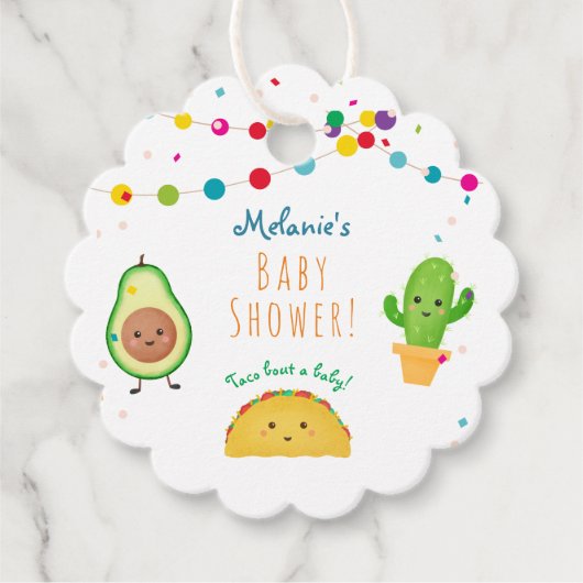 Étiquettes Cadeau Taco | Baby shower coloré Fiesta (Devant)