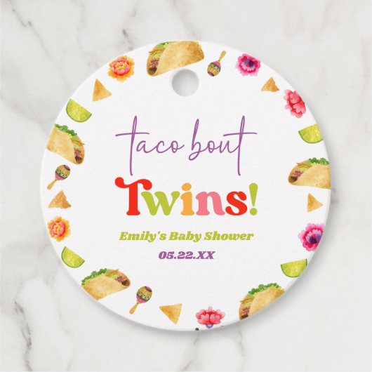 Étiquettes Cadeau Taco Bout Twins ! Baby shower Fiesta (Devant)