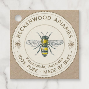 Étiquettes Cadeau Tag apiculteur de Jar de miel d'abeille vintage