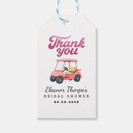 Étiquettes-cadeau Tag Baby shower de golf rose (Devant)