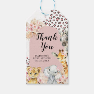 Étiquettes-cadeau Tag Boho rose Safari Party Animaux Fille Merci