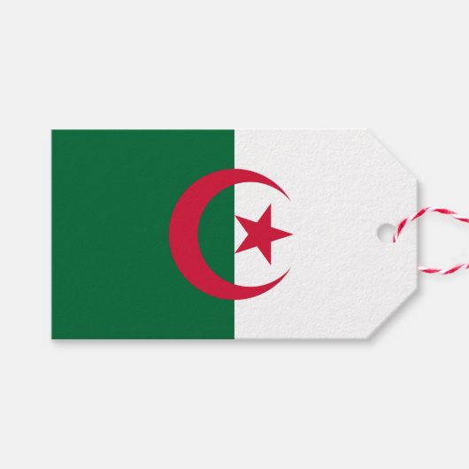 Étiquettes-cadeau Tag cadeau avec drapeau d'Algérie (Devant (Horizontal))