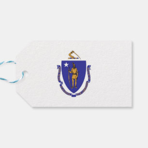 Étiquettes-cadeau Tag cadeau avec Drapeau du Massachusetts State, US
