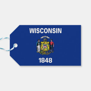 Étiquettes-cadeau Tag cadeau avec Drapeau du Wisconsin State, USA
