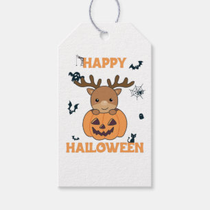Étiquettes-cadeau Tag Cadeau Citrouille Cute Deer Happy Halloween
