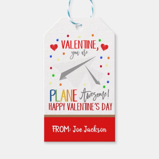 Étiquettes-cadeau Tag cadeau d'avion papier Valentine (Devant)