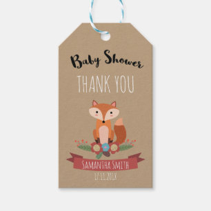 Étiquettes-cadeau Tag cadeau de Baby shower rustique Woodland Fox