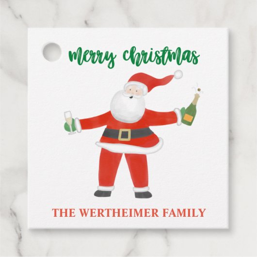 Étiquettes Cadeau Tag cadeau de Champagne Père Noël (Devant)