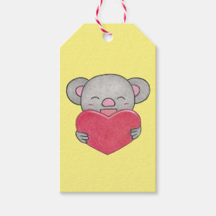 Étiquettes-cadeau Tag cadeau de coeur de Valentine Cute Koala
