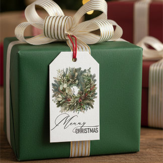 Étiquettes-cadeau Tag cadeau de couronne de Noël rustique
