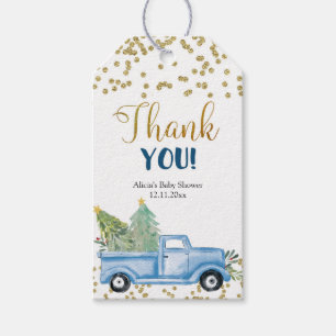 Étiquettes-cadeau Tag cadeau de la forêt de Camion bleu d'hiver Fav
