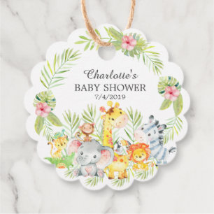 Étiquettes Cadeau Tag Cadeau de la Jungle Animaux Filles Baby shower