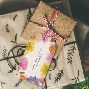Étiquettes-cadeau Tag cadeau de la Saint-Valentin florale moderne