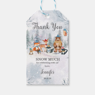 Étiquettes-cadeau Tag Cadeau de Merci des animaux de forêt d'hiver W