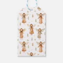 Tag cadeau de Noël Fairytale en Neutre et Blanc