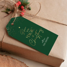 Tag cadeau de Noël Gold Parties scintillant Callig