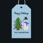 Étiquettes-cadeau Tag cadeau de Snowman & Christmas Tree #3<br><div class="desc">Snowman & sapin de Noël #3</div>