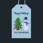 Étiquettes-cadeau Tag cadeau de Snowman & Christmas Tree #3<br><div class="desc">Snowman & sapin de Noël #3</div>