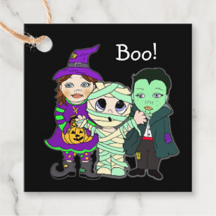 Étiquettes Cadeau Tag cadeau d'Halloween, sorcière, maman et vampire