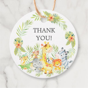 Étiquettes Cadeau Tag Cadeau du Baby shower Jungle Animaux Favoriser