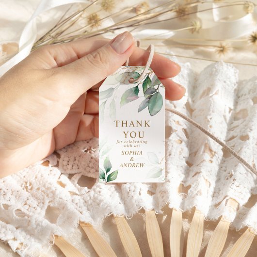 Étiquettes-cadeau Tag cadeau Mariage Eucalyptus Vert & Or
