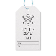 Tag cadeau minimaliste Flocon de neige noir et bla