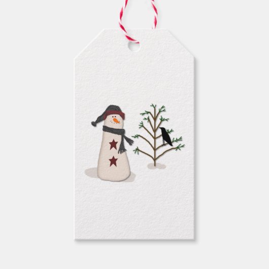 Étiquettes-cadeau Tag Cadeau Snowman Avec Arbre (Devant)