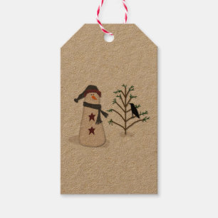 Étiquettes-cadeau Tag Cadeau Snowman Avec Arbre