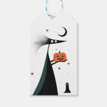 Tag cadeau sorcière Halloween Whimsical - 3 couleu