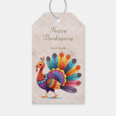 Étiquettes-cadeau Tag cadeau Thanksgiving Bright Feathers Turkey (Dos)