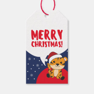 Étiquettes-cadeau Tag Cadeau Tiger Noël Neige Hiver Animaux Tiger