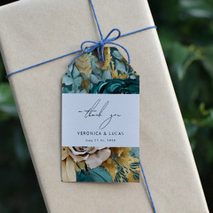 Étiquettes-cadeau Tag cadeau turquoise Gold Luxe Mariage Merci