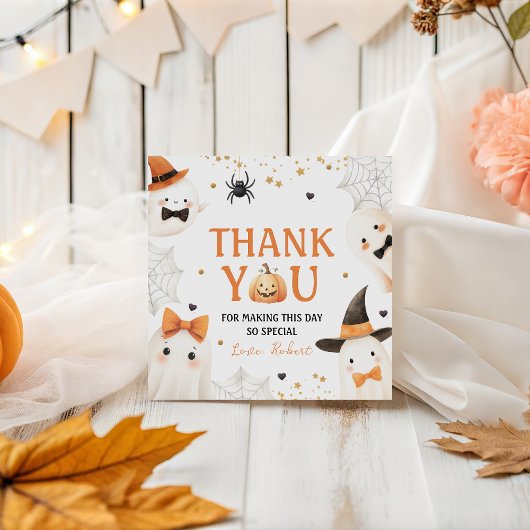 Étiquettes Cadeau Tag Citrouille éffrayant Merci d'anniversaire