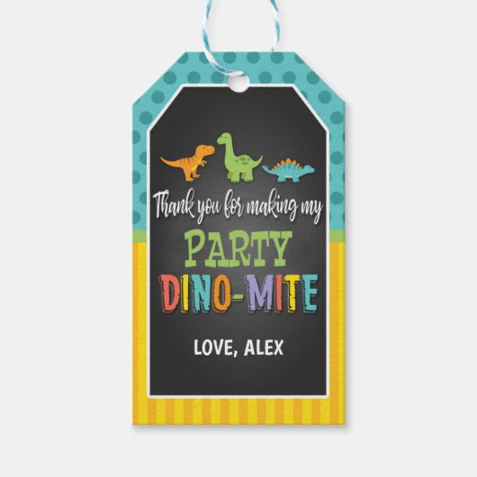 Étiquettes-cadeau Tag d'anniversaire de Dinosaur Favoriser (Devant)