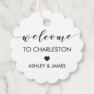 Étiquettes Cadeau Tag de bienvenue mariage, Hôtes, Vert