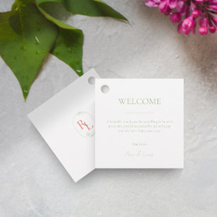 Étiquettes Cadeau Tag de bienvenue pour mariage minimal floral