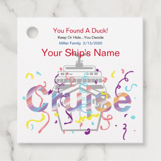 Étiquettes Cadeau Tag de canard de croisière (Devant)