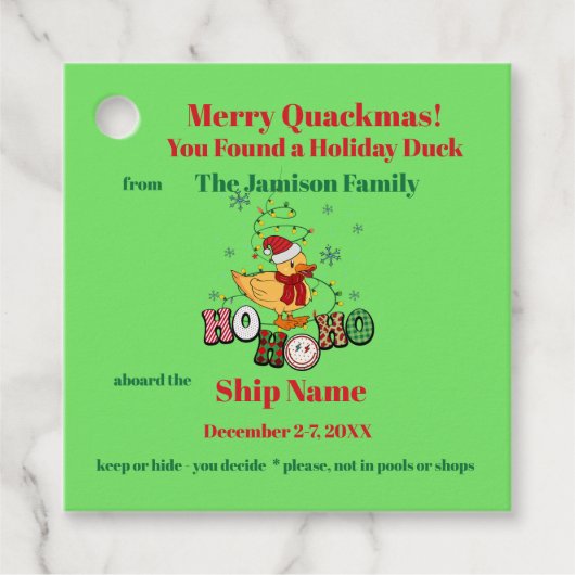 Étiquettes Cadeau Tag de canard de croisière (Devant)