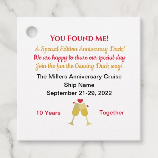 Étiquettes Cadeau Tag de canard de croisière Anniversaire (Devant)