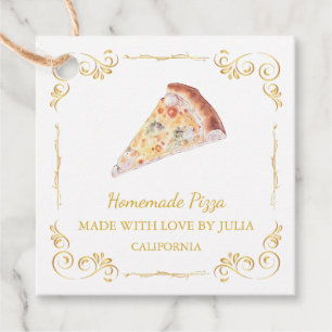 Étiquettes Cadeau Tag de Carré de pizza vintage fait maison
