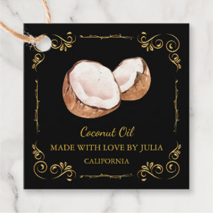 Étiquettes Cadeau Tag de hang du Carré d'huile de coco maison vintag